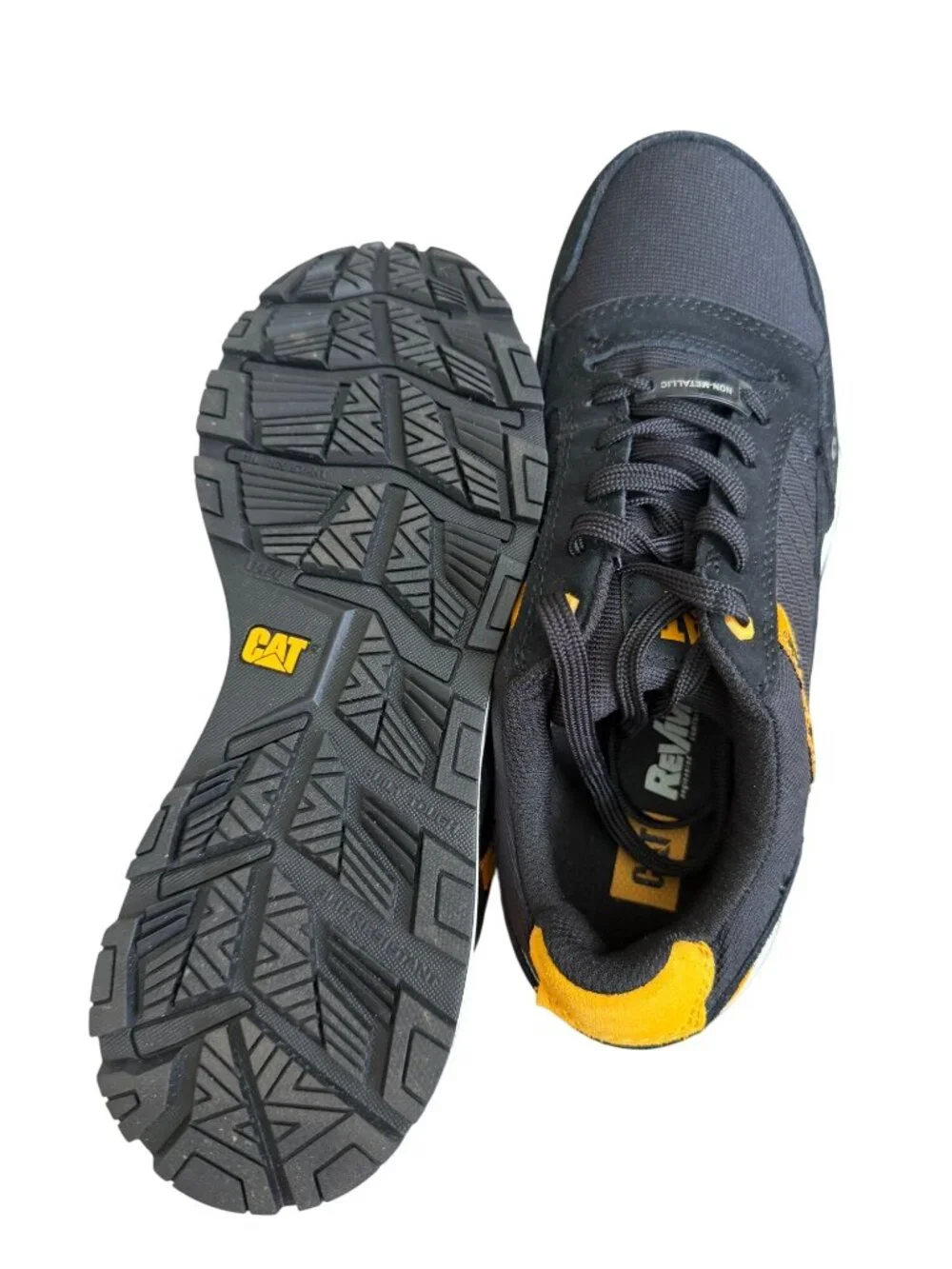 CATERPILLAR Men’s Black Yellow Sneakers Size 8.5